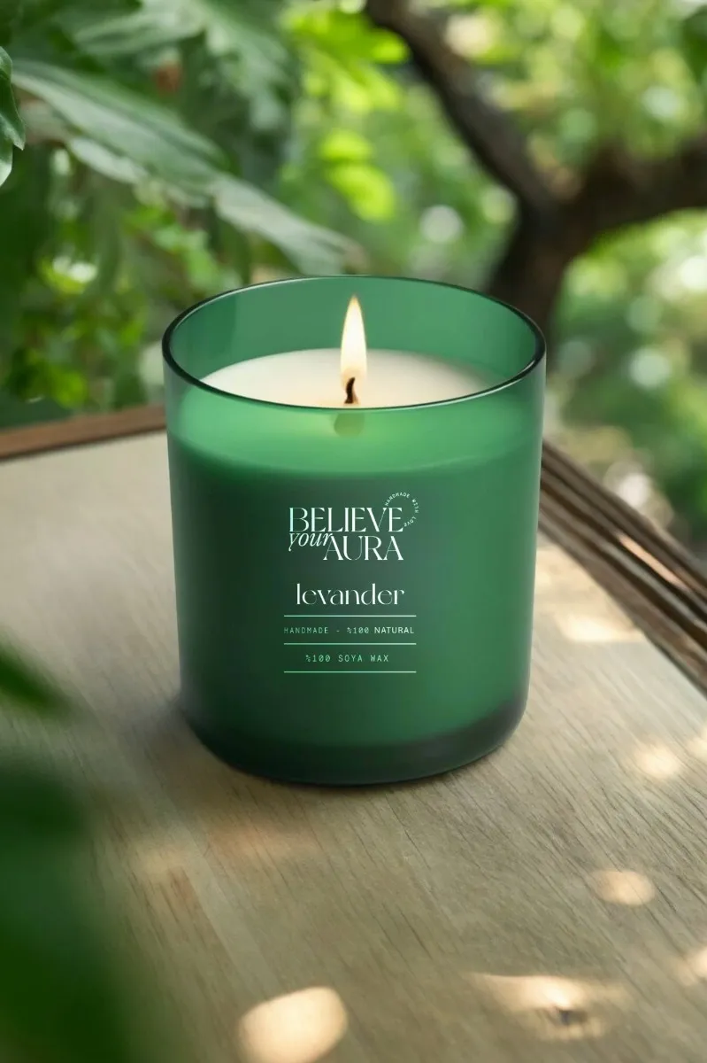 Believe Your Aura Organik Soya Wax Lavanta Kokulu Mum -MBSBRD04410-LVN