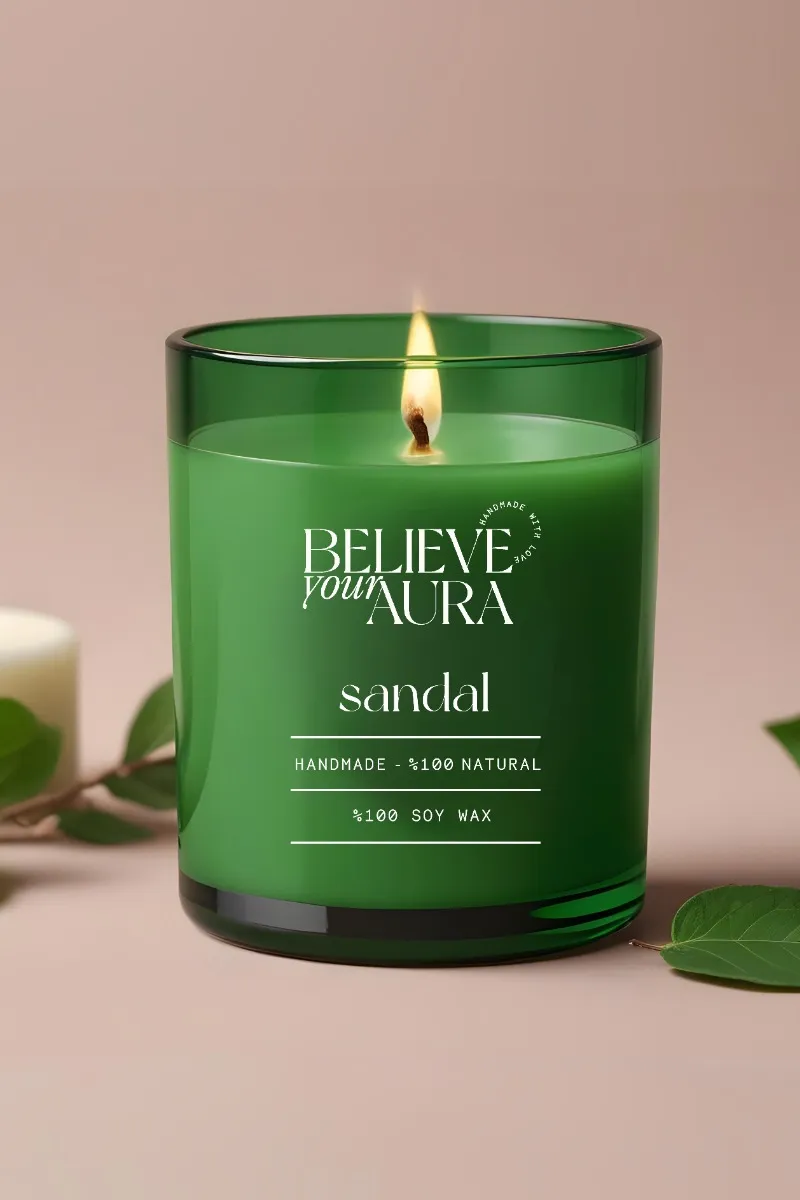 Believe Your Aura Organik Soya Wax Sandal Ağacı Kokulu Mum - MBSBRD04410-SND