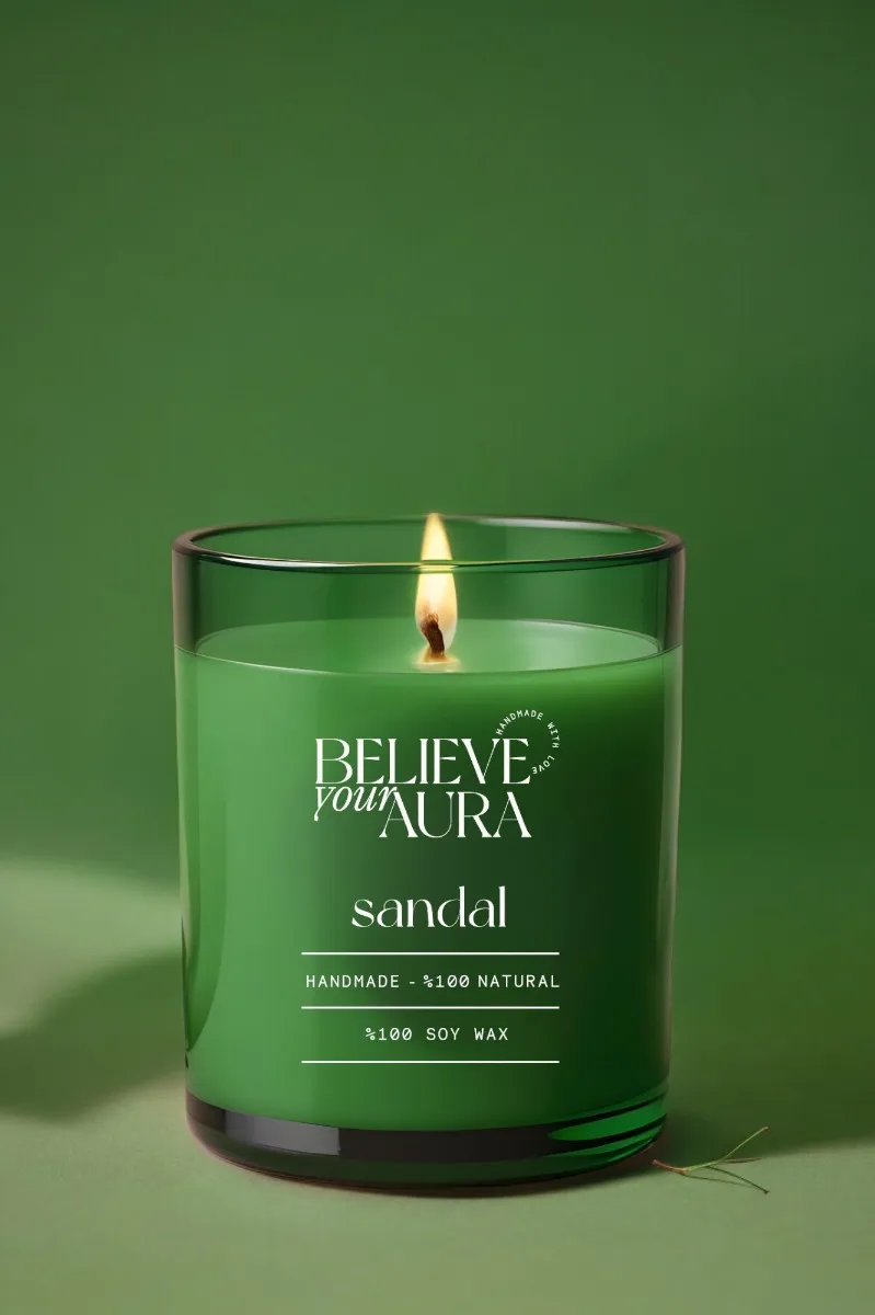 Believe Your Aura Organik Soya Wax Sandal Ağacı Kokulu Mum - MBSBRD04410-SND