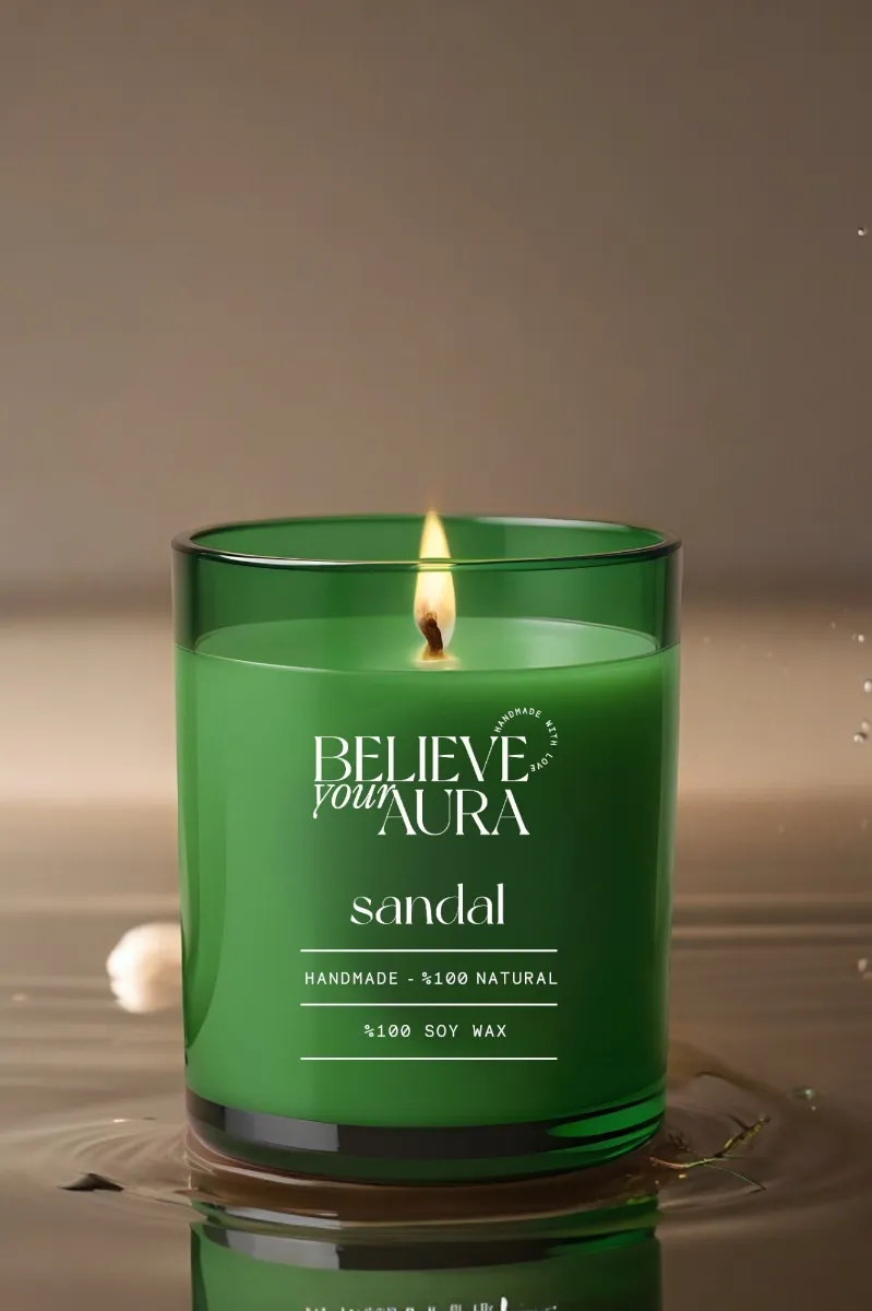 Believe Your Aura Organik Soya Wax Sandal Ağacı Kokulu Mum - MBSBRD04410-SND