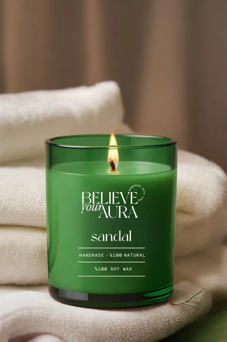 Believe Your Aura Organik Soya Wax Sandal Ağacı Kokulu Mum - MBSBRD04410-SND