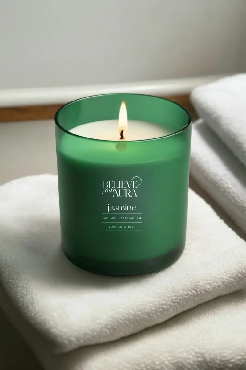 Believe Your Aura Organik Soya Wax Yasemin Kokulu Mum -MBSBRD04410-YSM