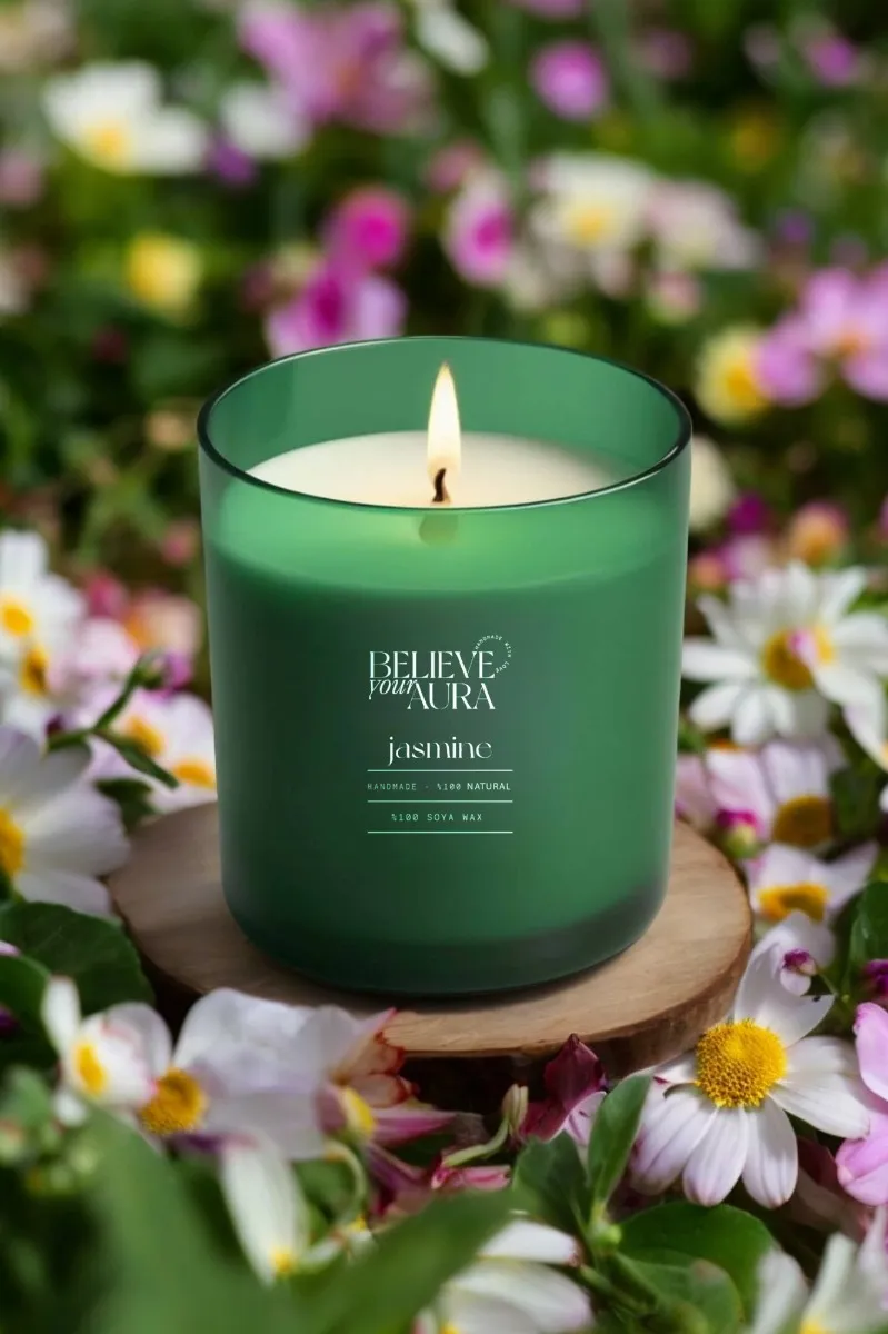 Believe Your Aura Organik Soya Wax Yasemin Kokulu Mum -MBSBRD04410-YSM