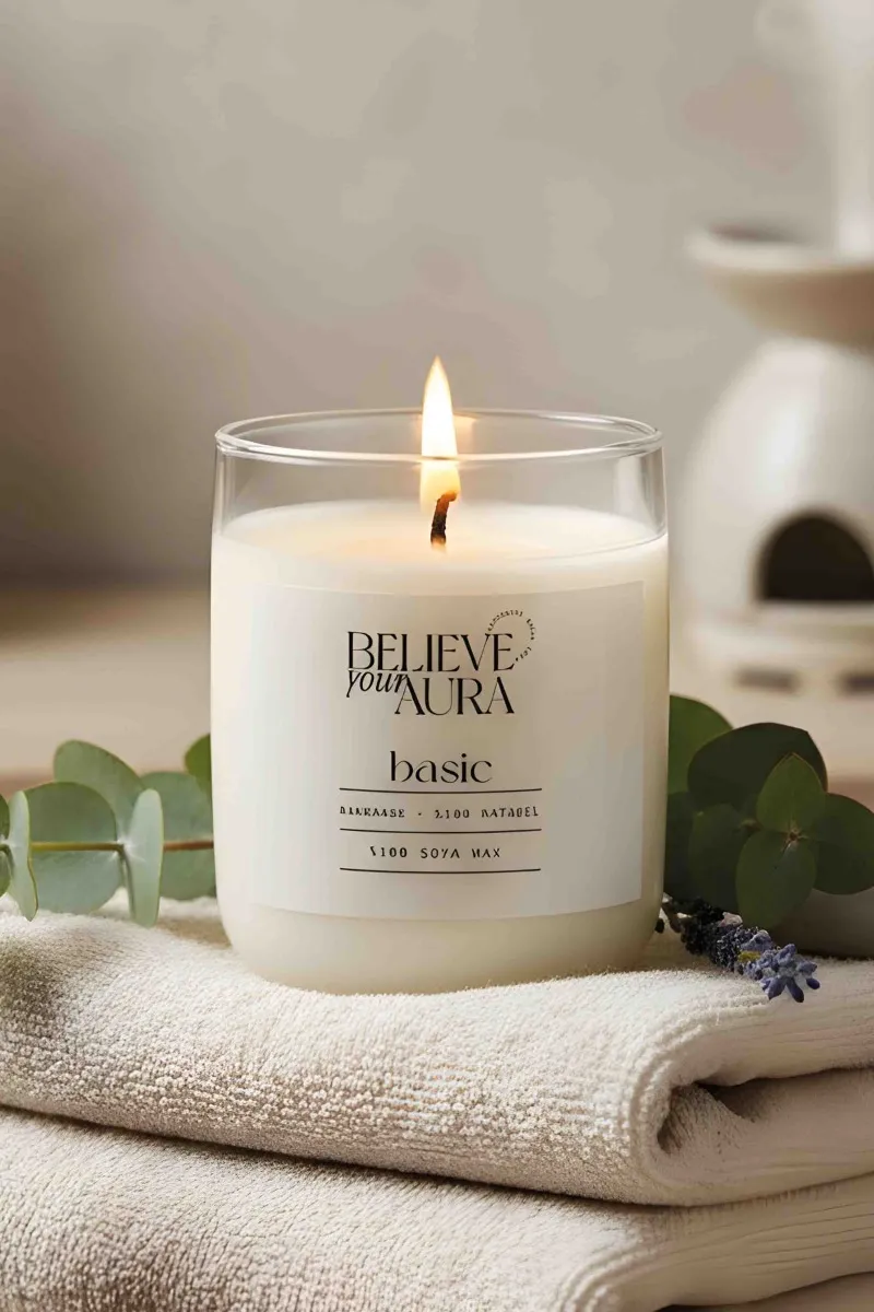 Believe Your Aura Kokusuz Bardak Mum - %100 Doğal Soya Mumu Aromaterapi Bardak Mum MBSBRD04510-SAF