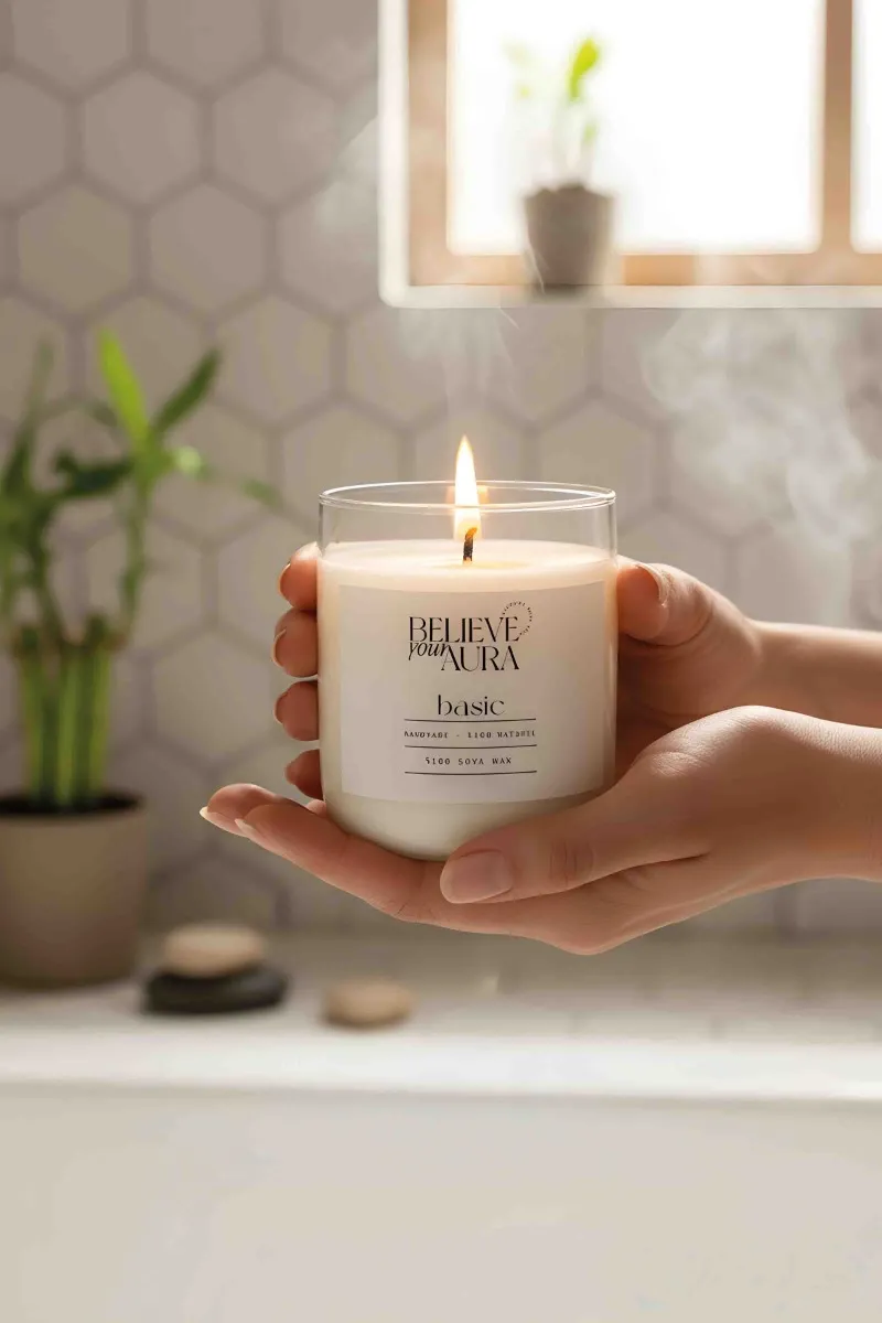 Believe Your Aura Kokusuz Bardak Mum - %100 Doğal Soya Mumu Aromaterapi Bardak Mum MBSBRD04510-SAF