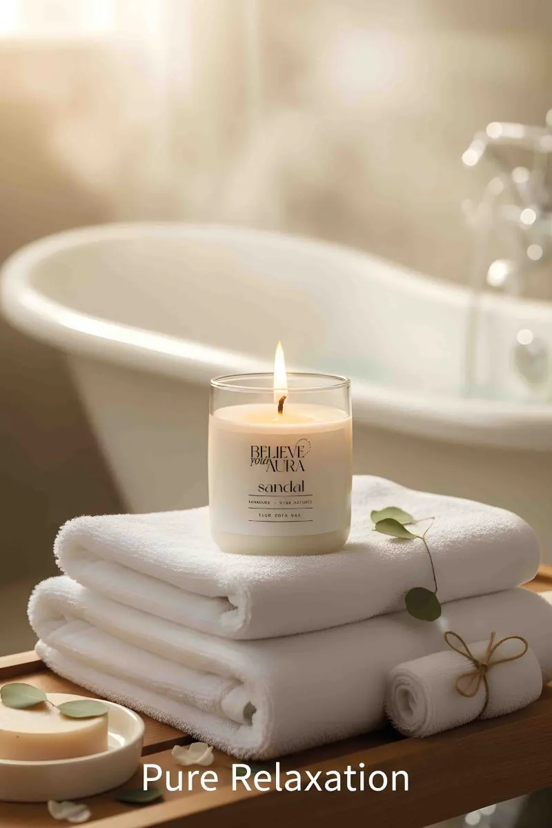 Believe Your Aura Sandal Ağacı Kokulu Mum - %100 Doğal Soya Mumu Aromaterapi Bardak Mum - MBSBRD04510-SND