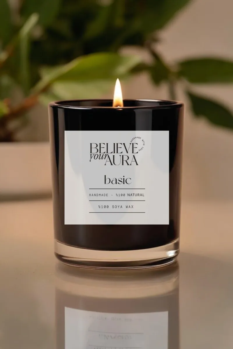 Believe Your Aura Kokusuz %100 Doğal Soya Mumu Aromaterapi ve Dekoratif Siyah Bardak Mum - MBSBRD05010-SAF