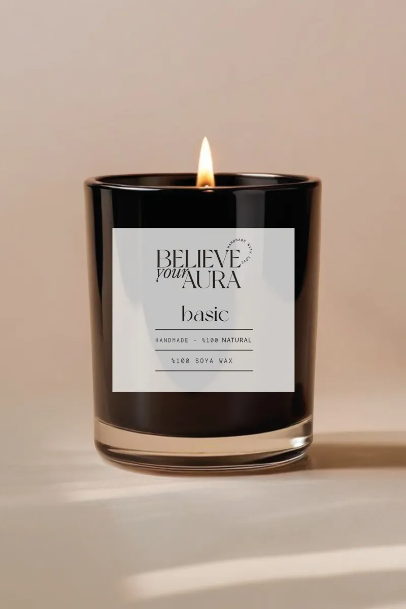 Believe Your Aura Kokusuz %100 Doğal Soya Mumu Aromaterapi ve Dekoratif Siyah Bardak Mum - MBSBRD05010-SAF