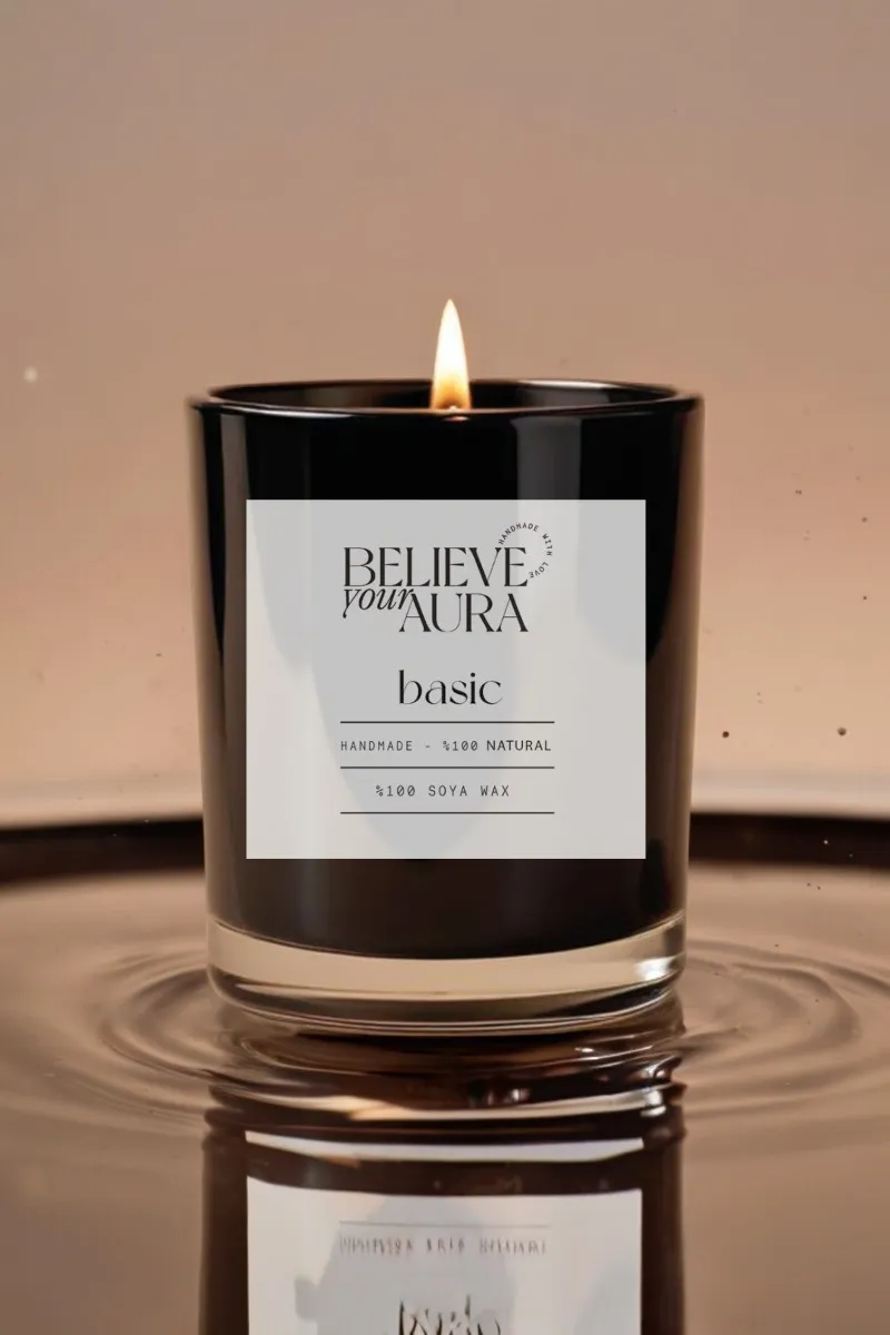 Believe Your Aura Kokusuz %100 Doğal Soya Mumu Aromaterapi ve Dekoratif Siyah Bardak Mum - MBSBRD05010-SAF