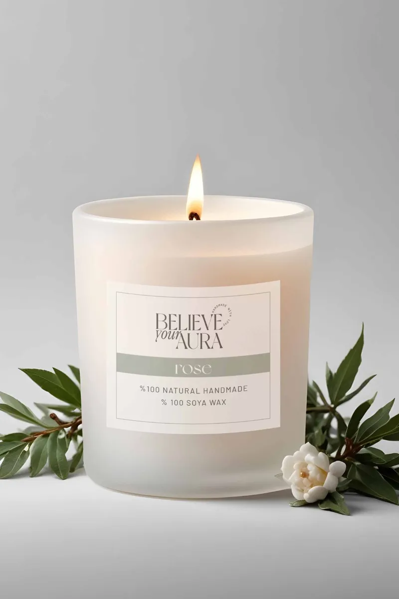 Believe Your Aura Gül Kokulu Bardak Mum MBSBRD07710-GUL