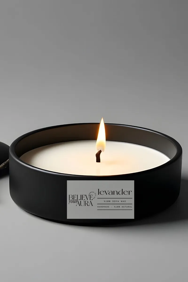 Believe Your Aura Organik Soya Wax Lavanta Kokulu Mum MBSKAS06110-LVN