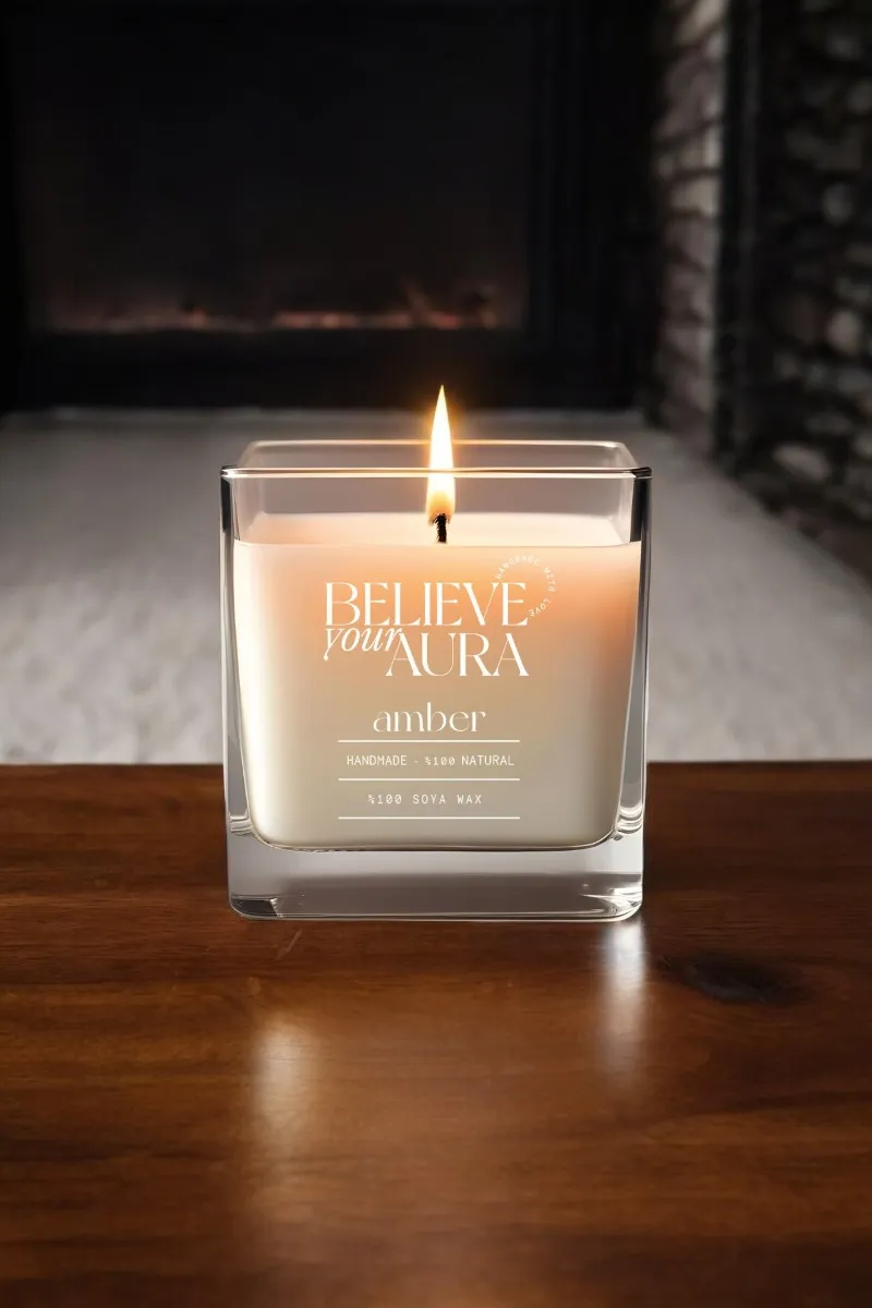 Believe Your Aura Organik Soya Wax Amber Kokulu Mum - MBSKAS06210-AMB