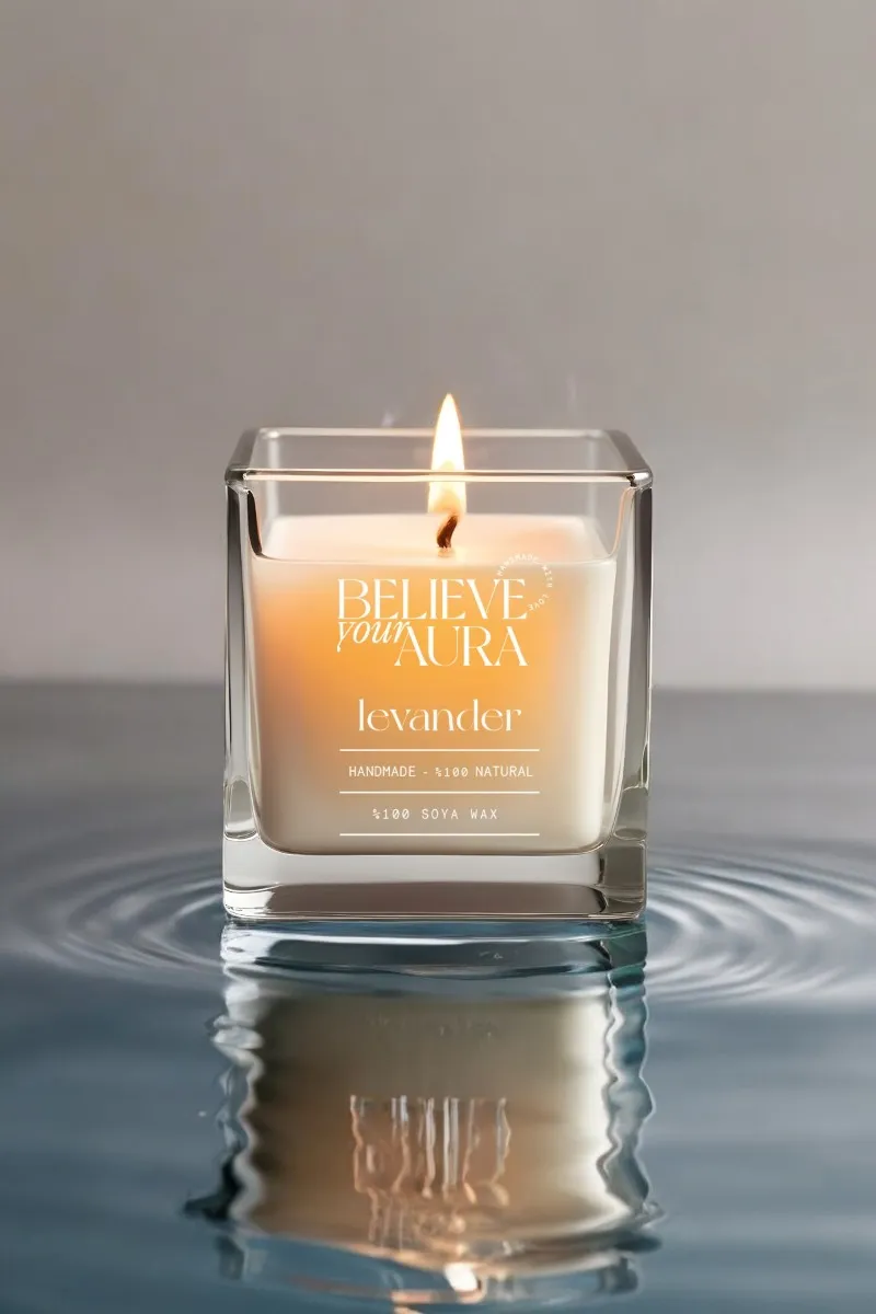 Believe Your Aura Organik Soya Wax Lavanta Kokulu Mum - MBSKAS06210-LVN
