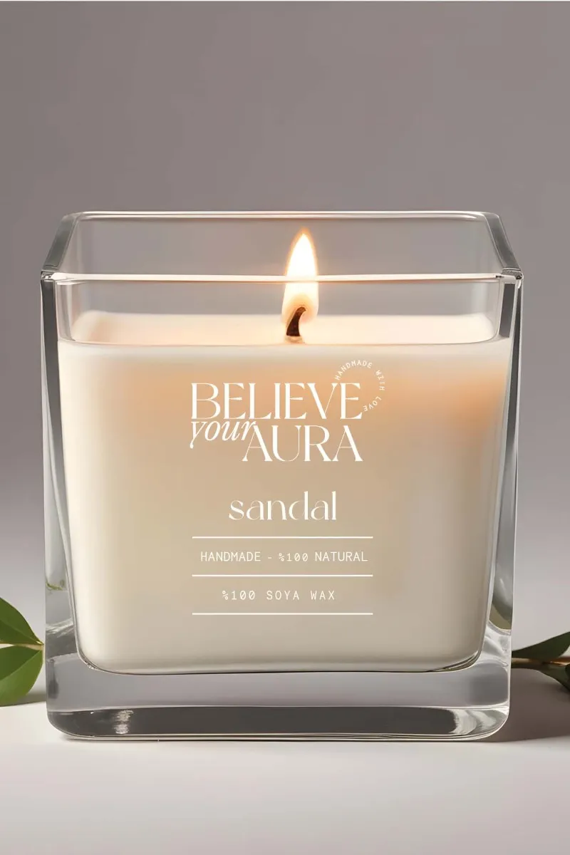 Believe Your Aura Organik Soya Wax Sandal Ağacı Kokulu Mum - MBSKAS06210-SND