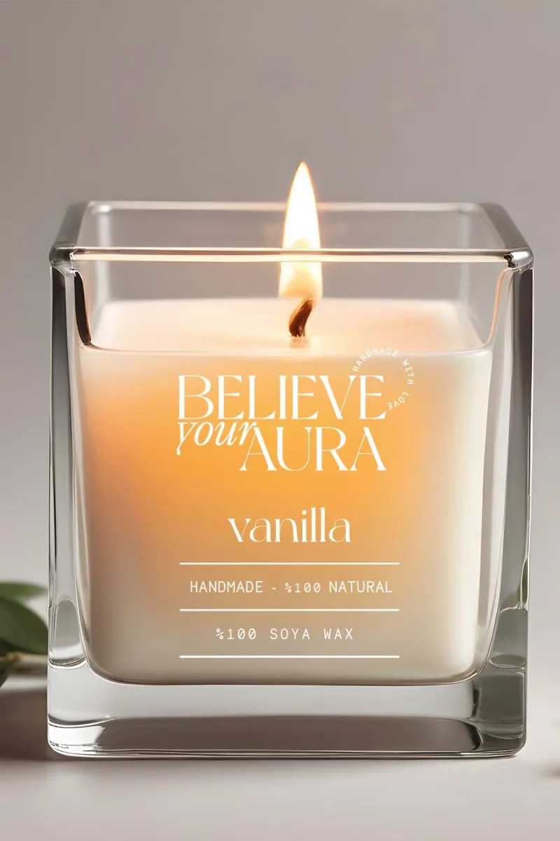 Believe Your Aura Organik Soya Wax Vanilya Kokulu Mum - MBSKAS06210-VNL