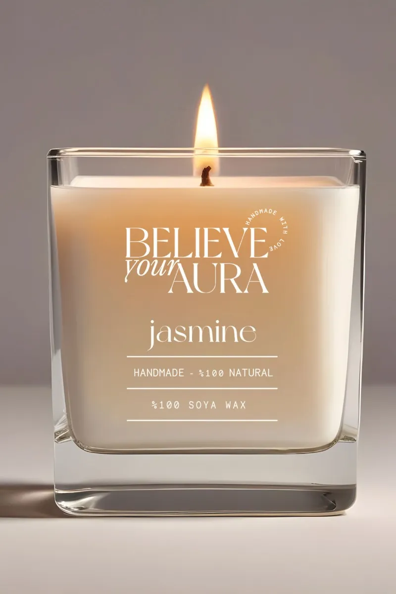 Believe Your Aura Organik Soya Wax Yasemin Kokulu Mum - MBSKAS06210-YSM