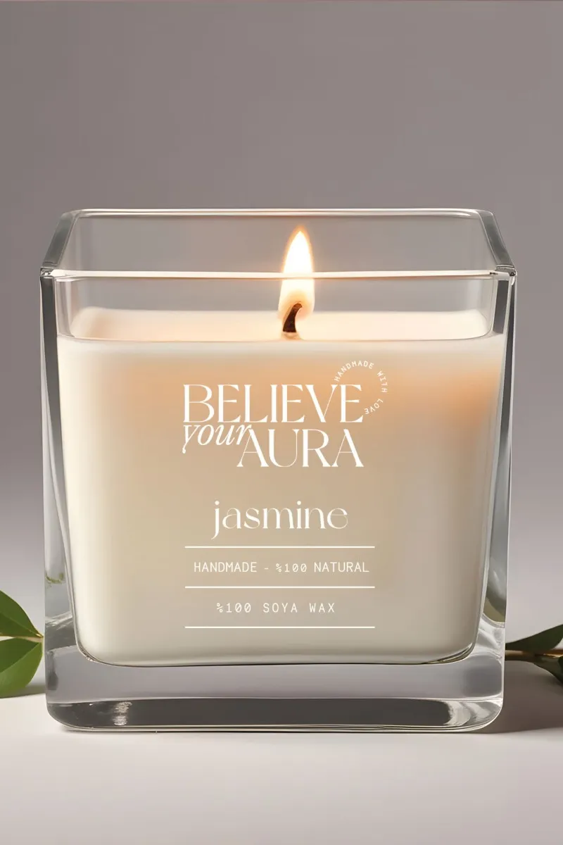 Believe Your Aura Organik Soya Wax Yasemin Kokulu Mum - MBSKAS06210-YSM