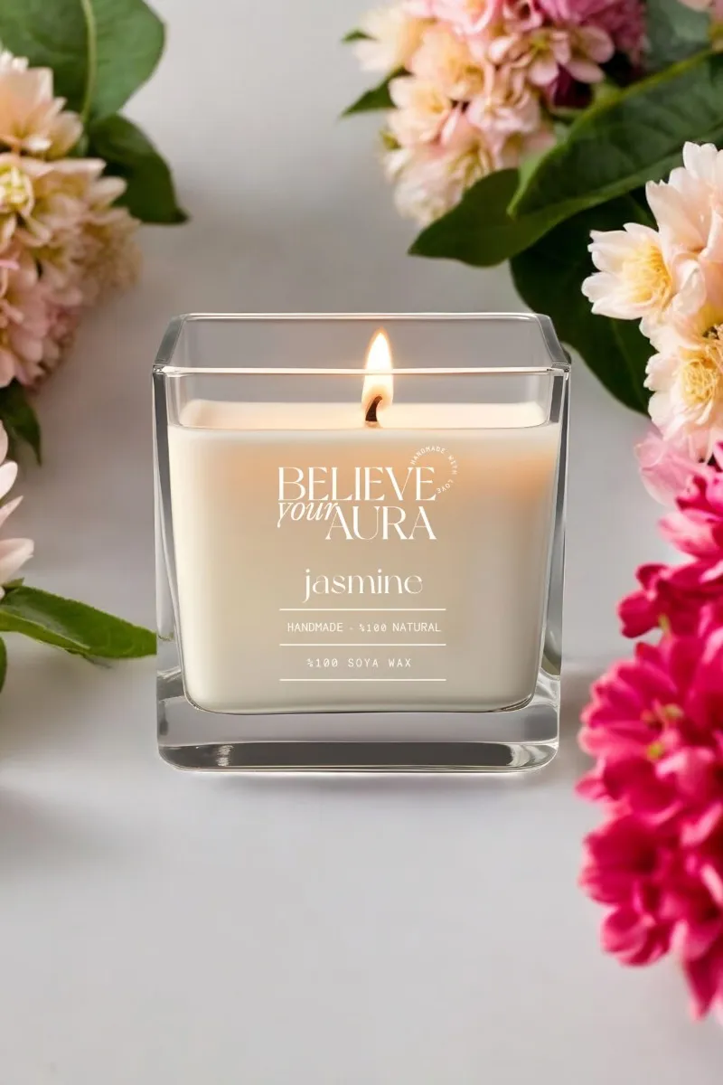 Believe Your Aura Organik Soya Wax Yasemin Kokulu Mum - MBSKAS06210-YSM