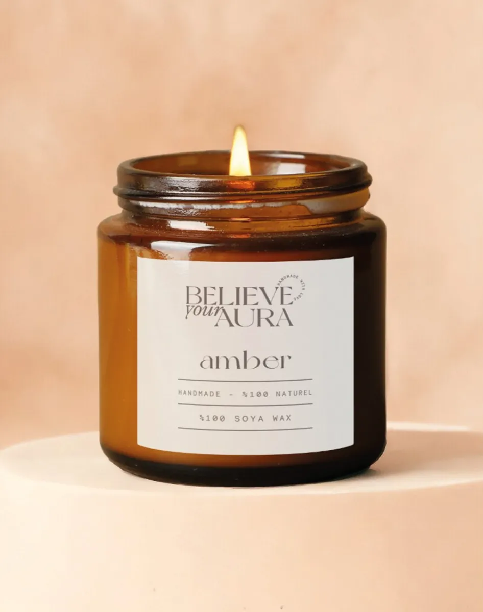 Organik Soya Wax Amber Kokulu Mum MBSKAV04810-AMB
