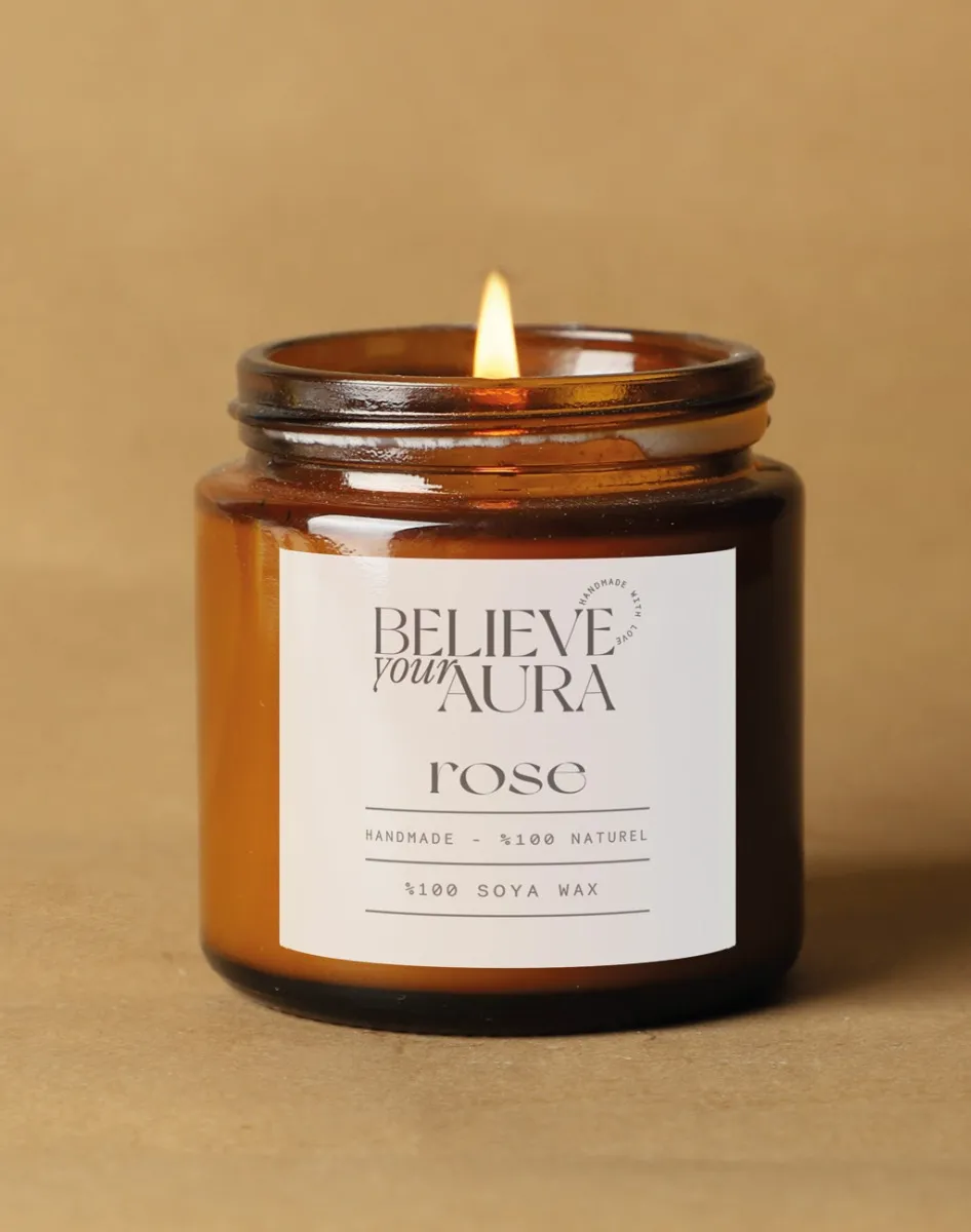 Organik Soya Wax Gül Kokulu Mum MBSKAV04810-GUL