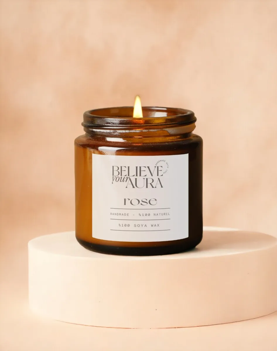 Organik Soya Wax Gül Kokulu Mum MBSKAV04810-GUL