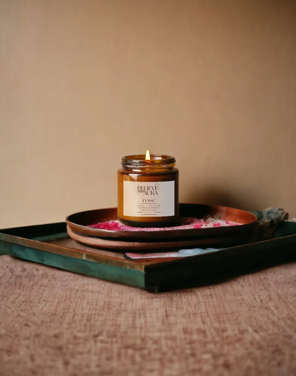 Organik Soya Wax Gül Kokulu Mum MBSKAV04810-GUL