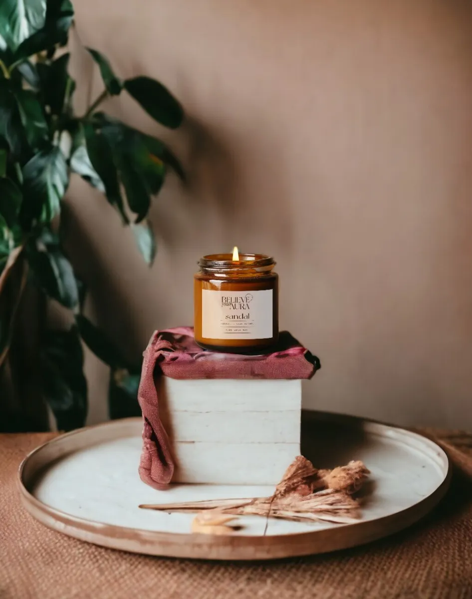 Organik Soya Wax Sandal Ağacı Kokulu Mum MBSKAV04810-SND