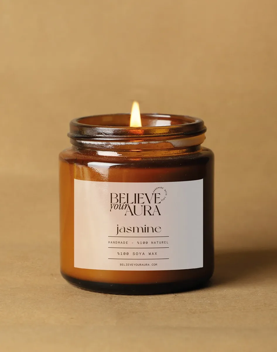 Believe Your Aura Organik Soya Wax Yasemin Kokulu Mum MBSKAV04810-YSM