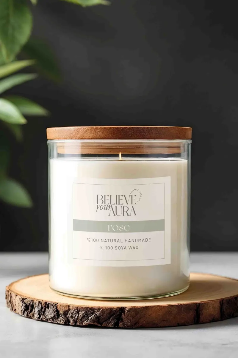 Believe Your Aura Gül Kokulu Büyük Kavanoz Mum MBSKAV07810-GUL