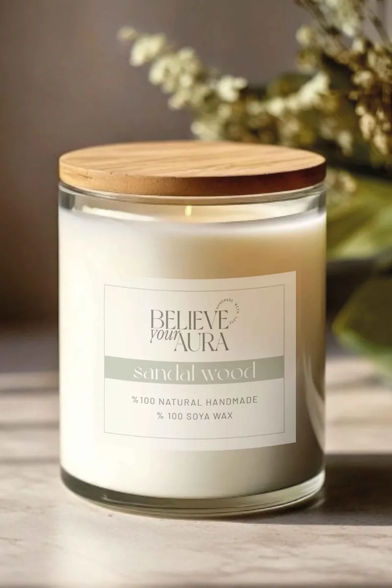 Believe Your Aura Sandal Ağacı Kokulu Büyük Kavanoz Mum MBSKAV07810-SND