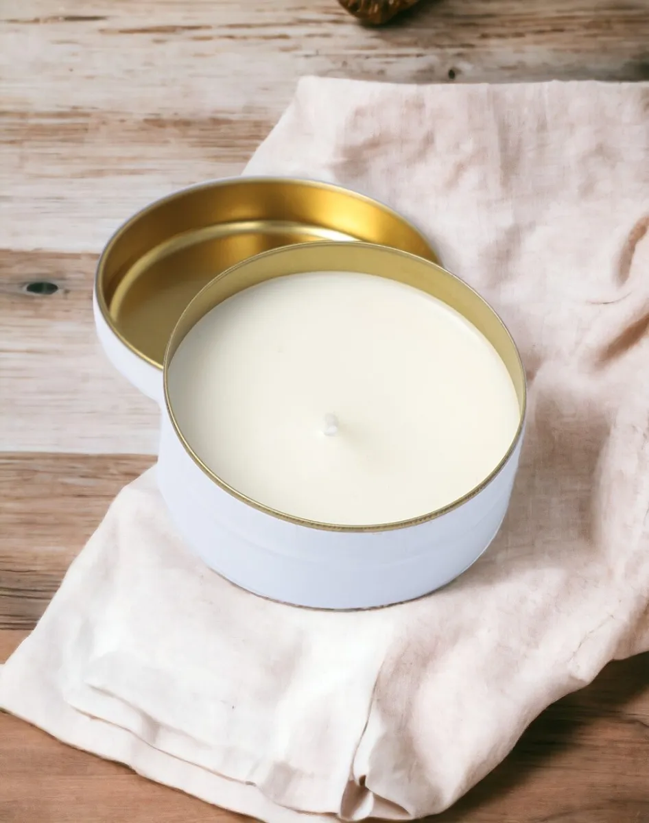 Believe Your Aura Organik Soya Wax Kokulu Beyaz Teneke Mum MBSTNK300110-10