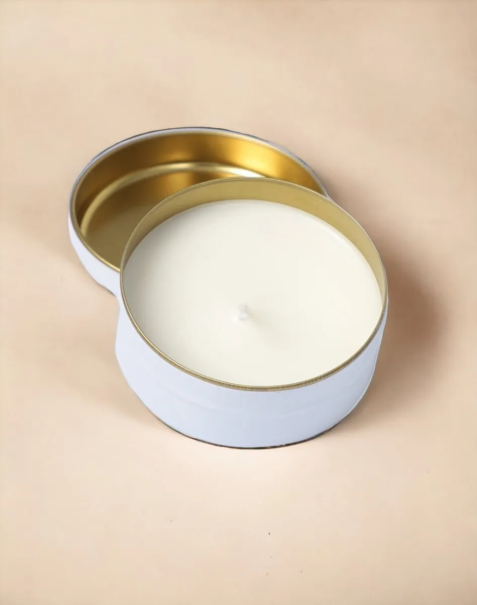 Believe Your Aura Organik Soya Wax Kokulu Beyaz Teneke Mum MBSTNK300110-10