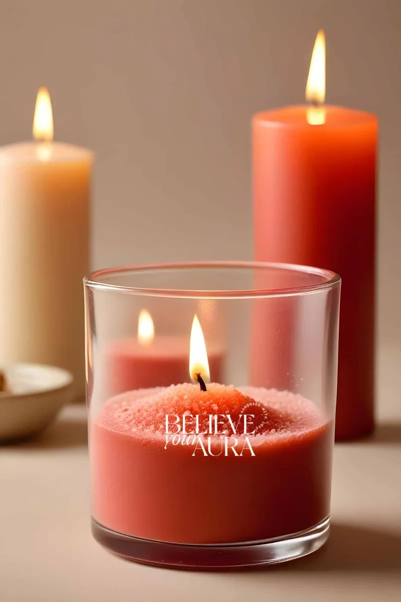 Believe Your Aura Kırmızı İnci Tozu Mum - Natural Sandal Ağacı Kokulu Kırmızı İnci Tozu Mum -MINTBRD400110-11