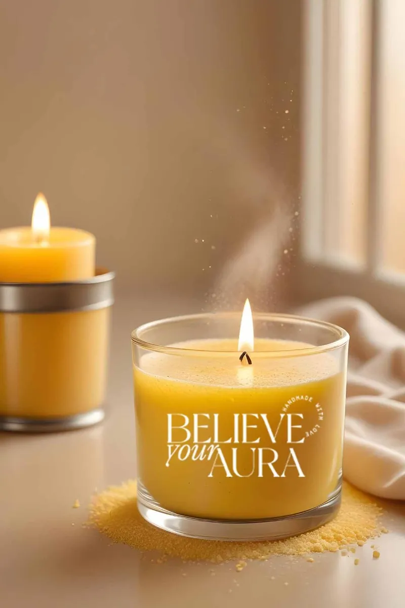 Believe Your Aura Sandal Ağacı Kokulu İnci Tozu Mum - MINTBRD400110