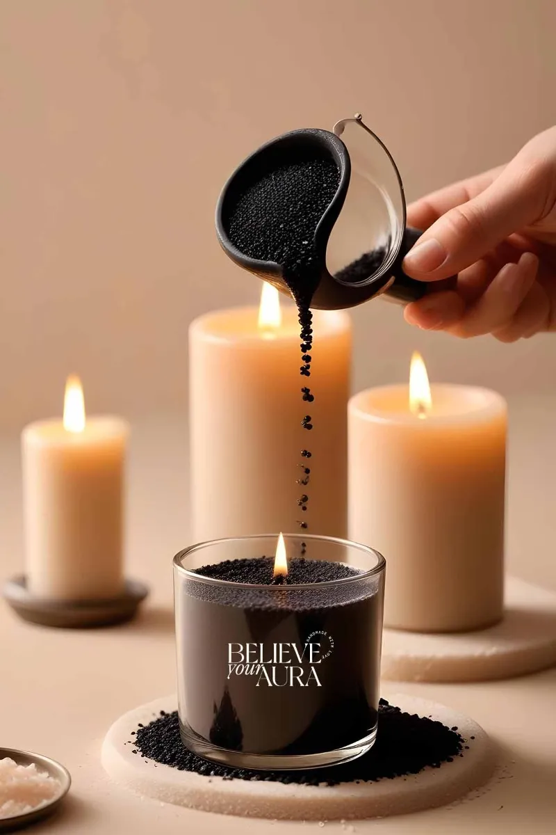 Believe Your Aura Natural Sandal Ağacı Kokulu Siyah İnci Tozu Mum - MINTBRD400110-20