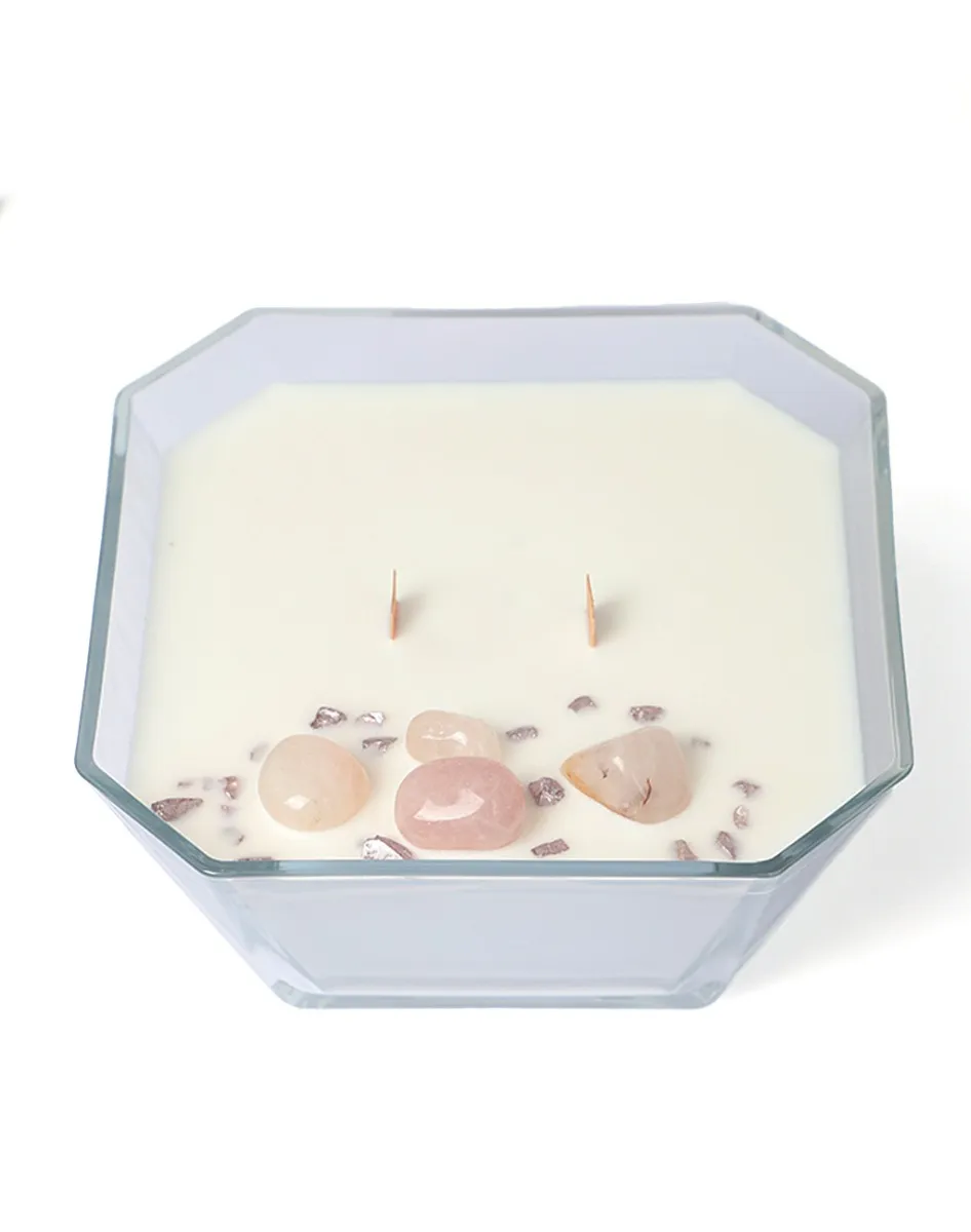 Believe Your Aura Organik Soya Wax Pembe Kuvars Taşı Vanilya Kokulu Mum MSPKAS01610-27
