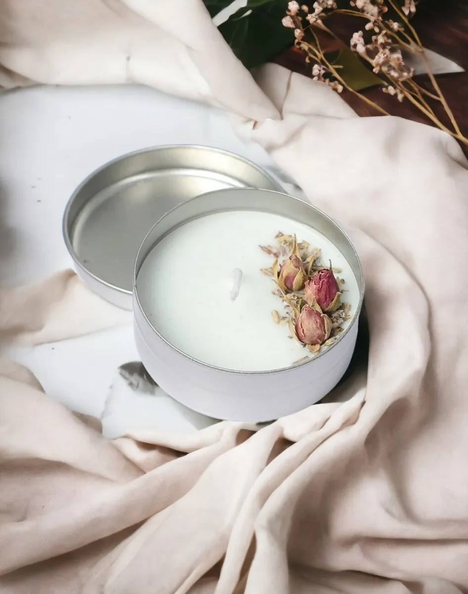 Organik Soya Wax Organik Gül Dekorlu Gül Kokulu Mum MTN350010-32