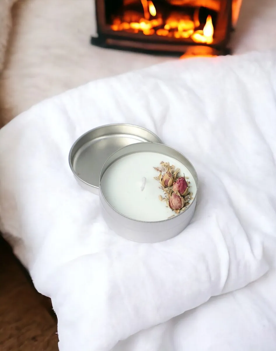 Organik Soya Wax Organik Gül Dekorlu Gül Kokulu Mum MTN350010-32