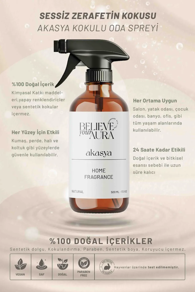 Believe Your Aura Bitkisel Akasya Kokulu Doğal Oda Spreyi ODASAKS-113