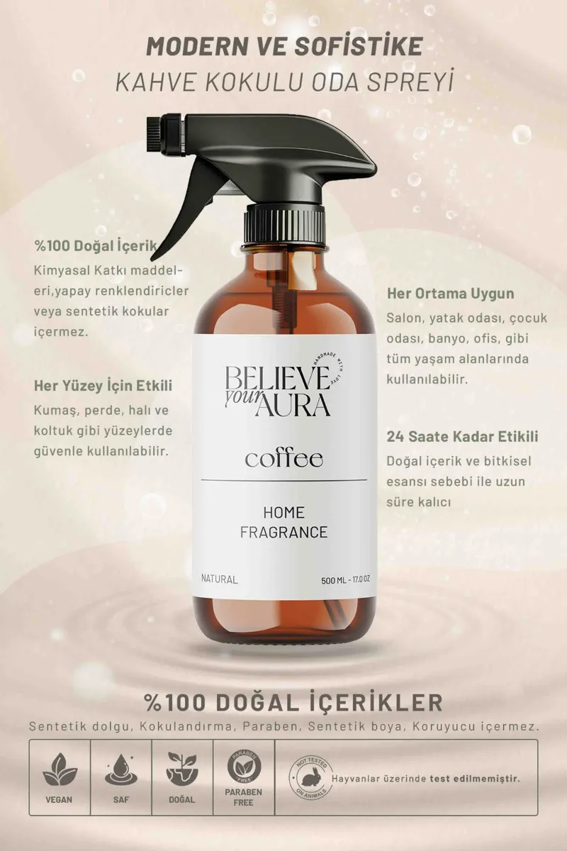 Believe Your Aura Bitkisel Kahve Kokulu Doğal Oda Spreyi ODASKHV-600