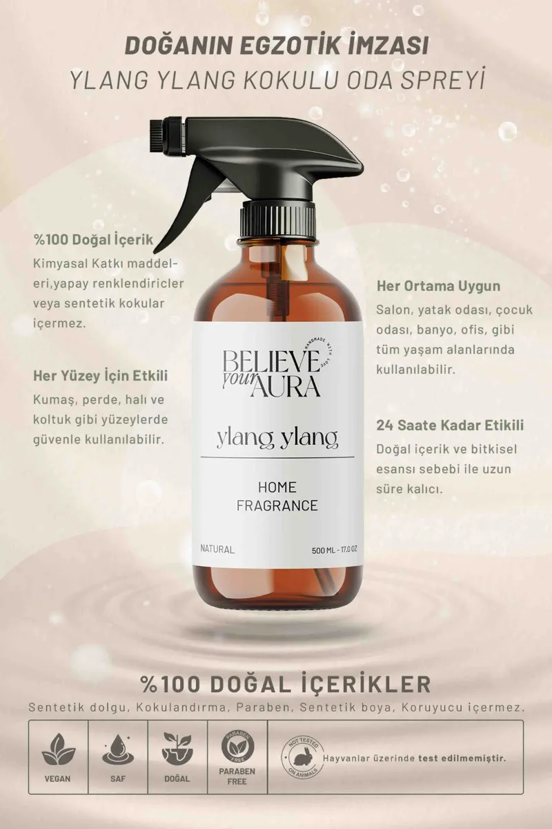Believe Your Aura Bitkisel Ylang Ylang Kokulu Doğal Oda Spreyi ODASYYL-1151