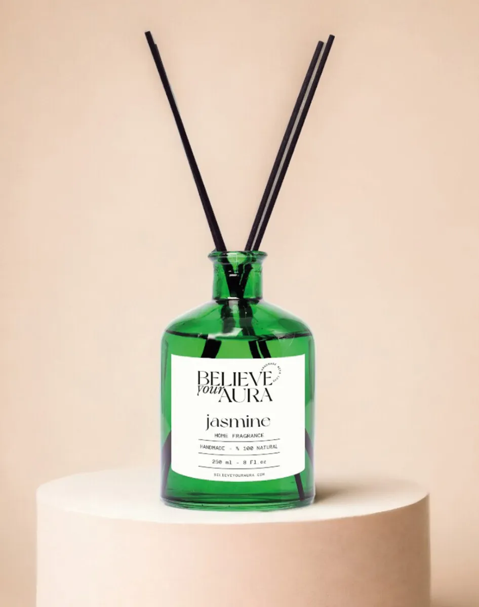Believe Your Aura Organik Yasemin Bitki Özü Esanslı Fiber Çubuklu Oda Kokusu - 250 ml