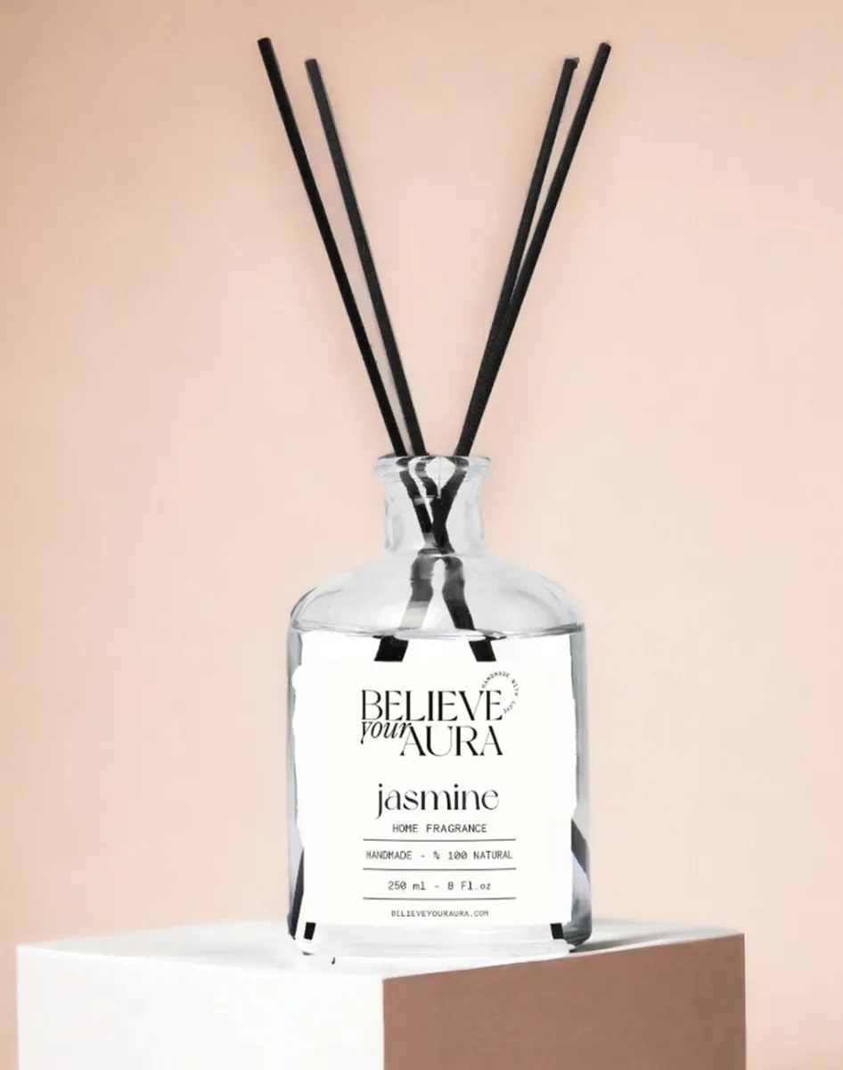 Believe Your Aura Organik Yasemin Bitki Özü Esanslı Fiber Çubuklu Oda Kokusu - 250 ml