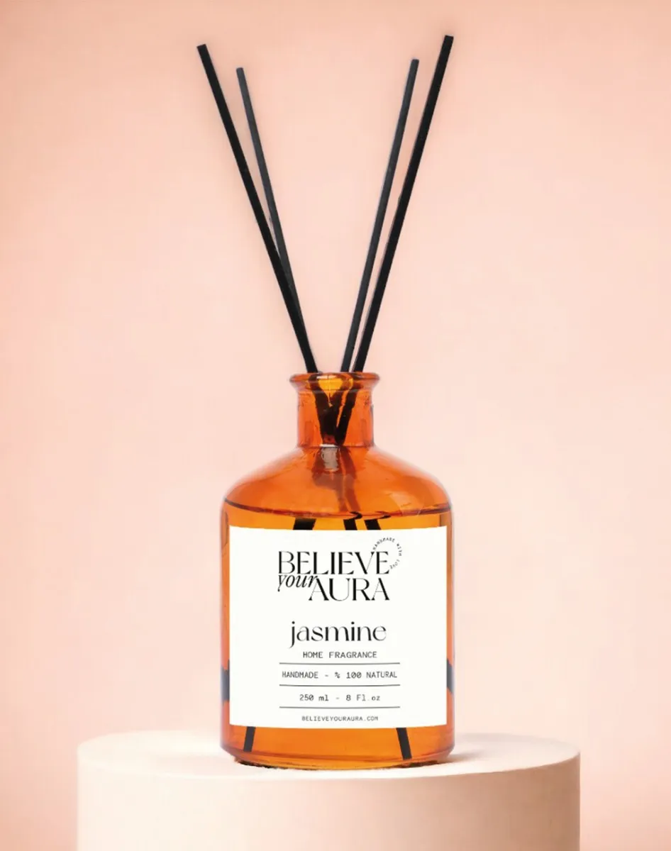 Believe Your Aura Organik Yasemin Bitki Özü Esanslı Fiber Çubuklu Oda Kokusu - 250 ml