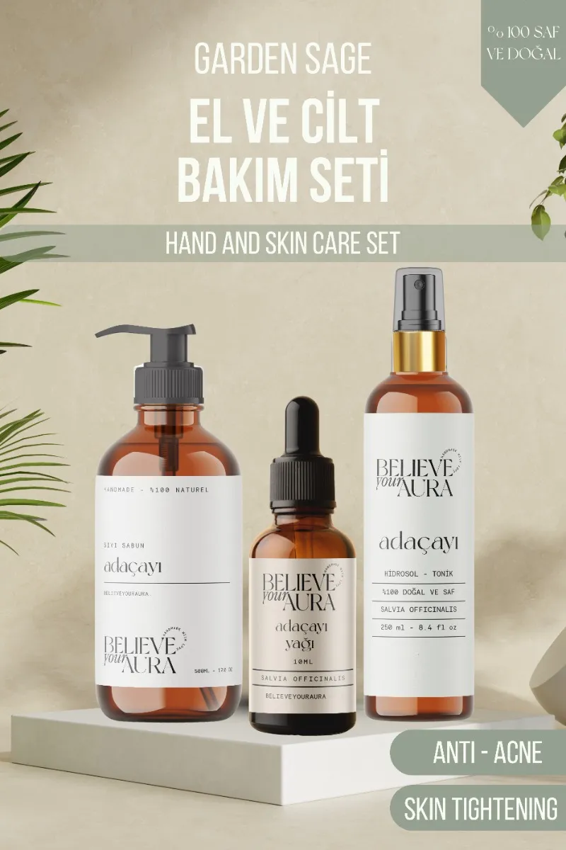 Believe Your Aura Adaçayı Cilt Bakım Seti - %100 Saf ve Doğal  SETATYADC-101