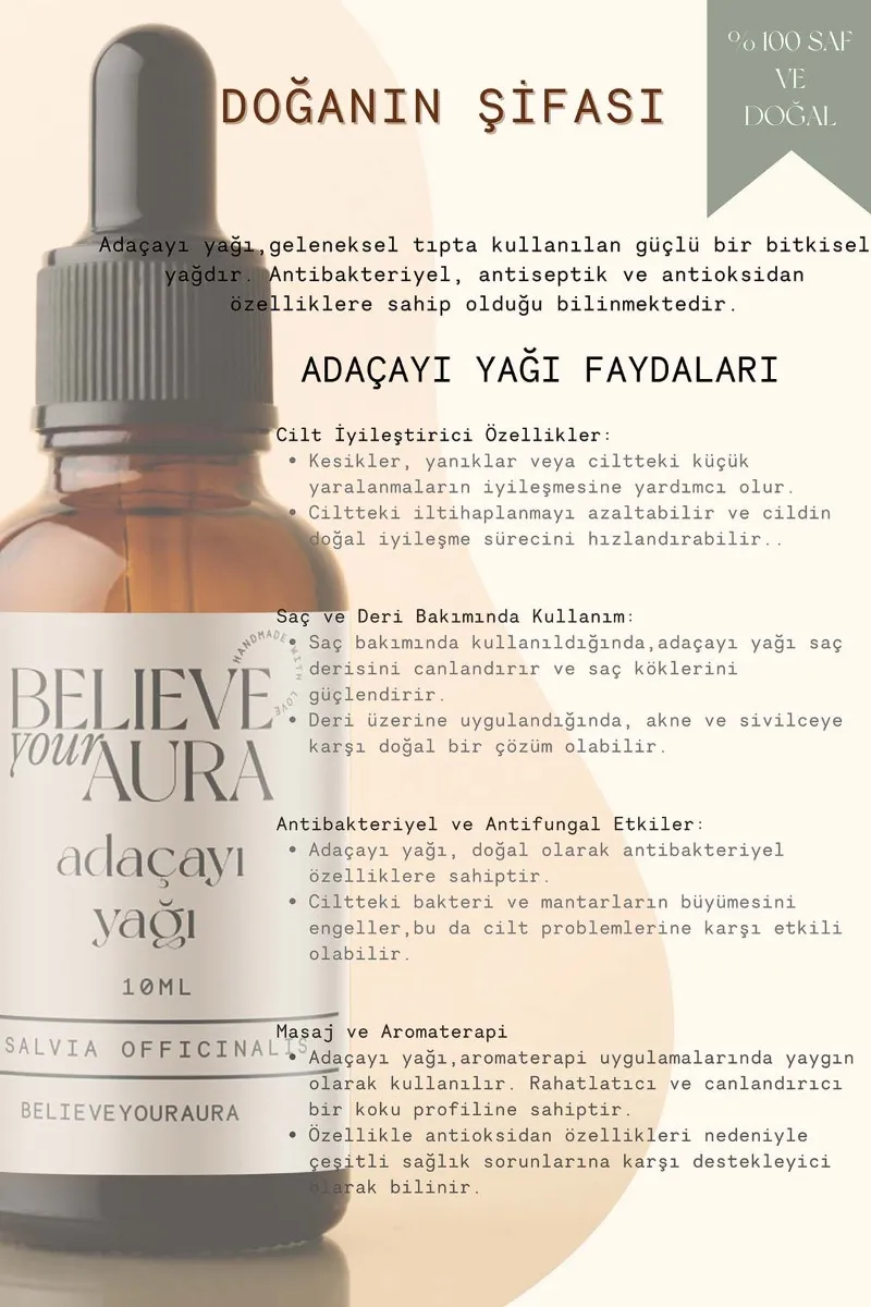 Believe Your Aura Adaçayı Cilt Bakım Seti - %100 Saf ve Doğal  SETATYADC-101