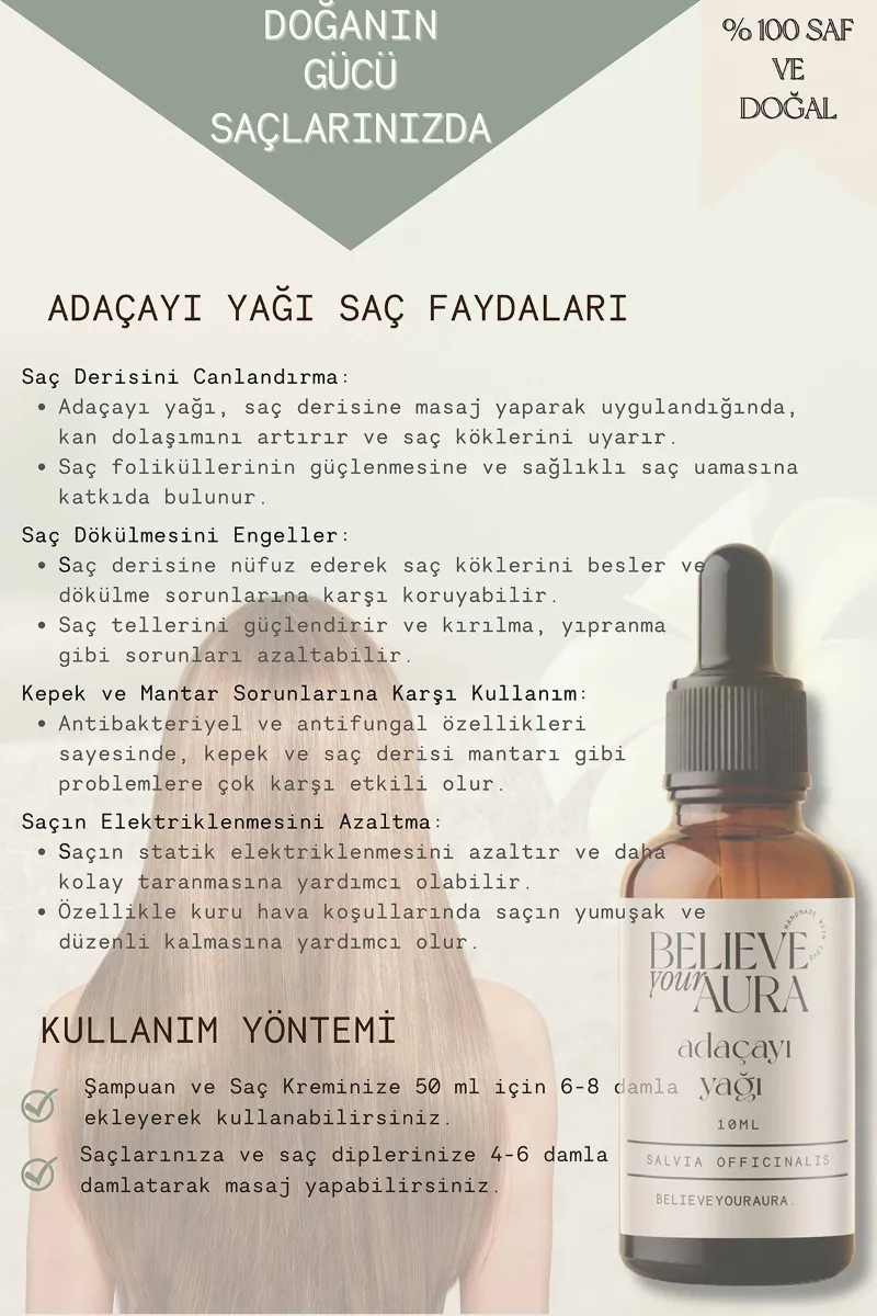 Believe Your Aura Adaçayı Cilt Bakım Seti - %100 Saf ve Doğal  SETATYADC-101