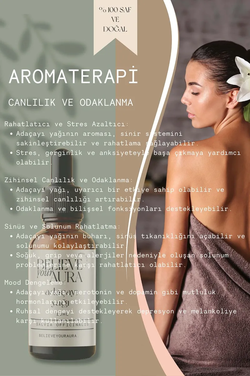 Believe Your Aura Adaçayı Cilt Bakım Seti - %100 Saf ve Doğal  SETATYADC-101