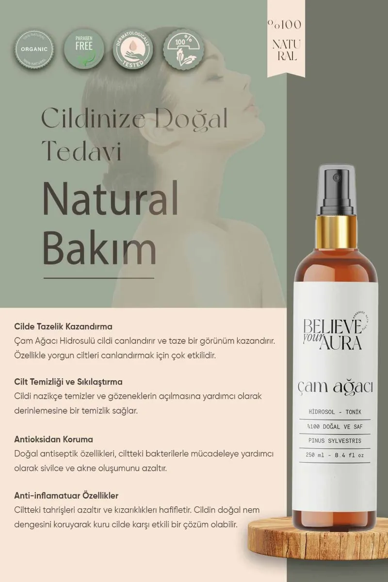 Believe Your Aura Çam Ağacı Cilt Bakım Seti - %100 Saf ve Doğal Çam Ağacı Yağı Çam Ağacı Hidrosolü Çam Ağacı El ve Cilt Sıvı Sabunu SETATYCMA-201