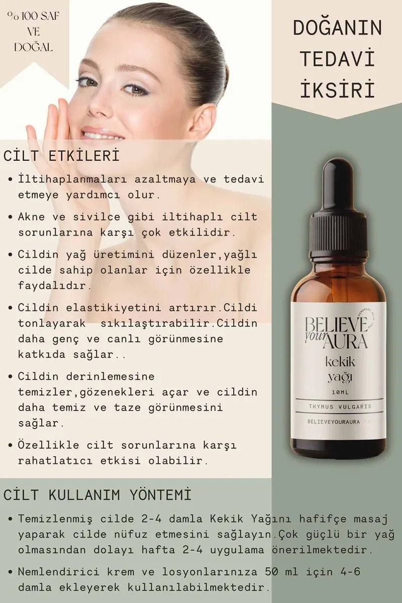 Believe Your Aura Kekik Cilt Bakım Seti - %100 Saf ve Doğal Kekik Yağı Kekik Hidrosolü Kekik El ve Cilt Sıvı Sabunu SETATYKEK-604